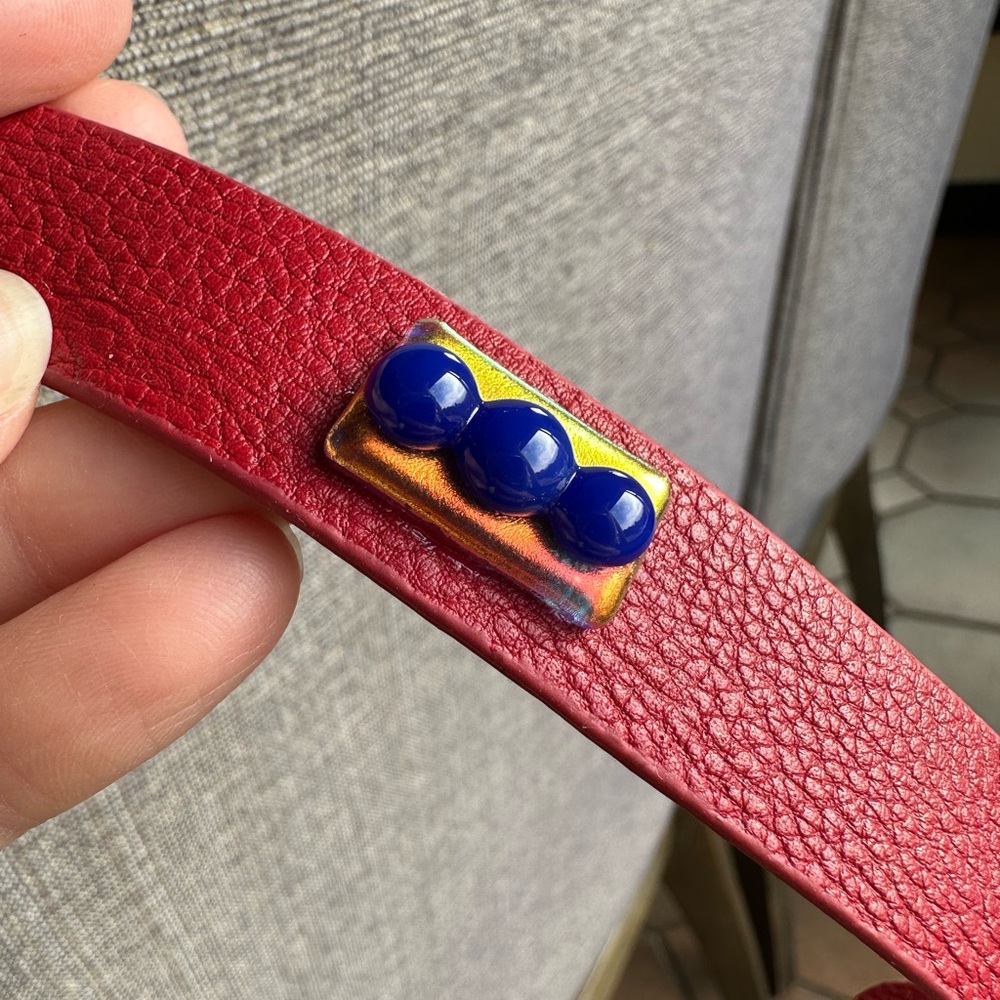Blue Dots Rainbow Glass Red Bracelet